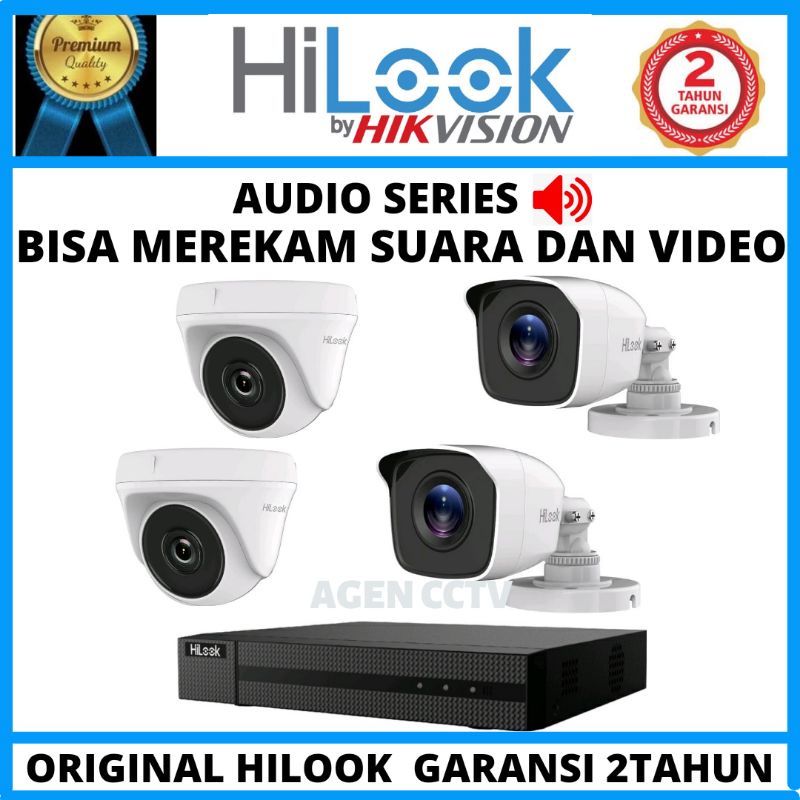 PAKET CCTV HILOOK 4 CHANNEL 4 KAMERA 2MP 1080P AUDIO BISA MEREKAM SUARA DAN VIDEO
