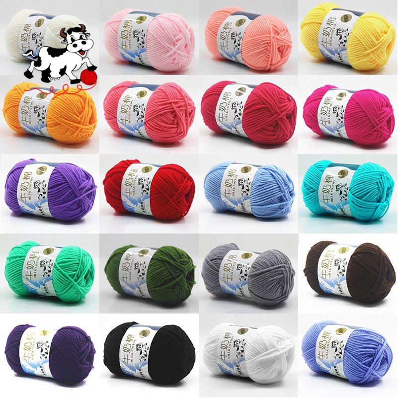 Benang rajut katun impor big ply/5 ply 50g milk cotton yarn crochet yarn
