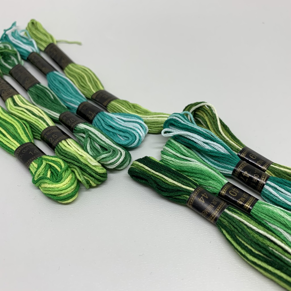 Benang Sulam Rose Gradasi - Sembur - Kombinasi - 2 Warna - Two Tone Hijau