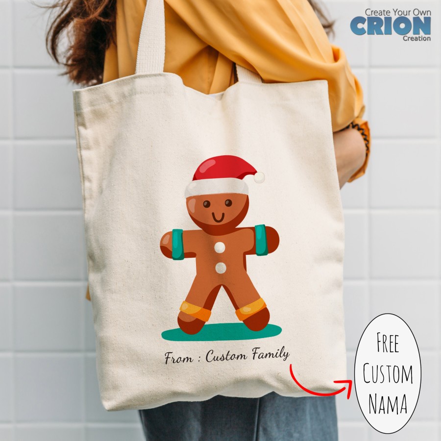 Totebag Blacu Natal Christmas series &amp; Tahun Baru Bisa Custom ucapan / nama / kata