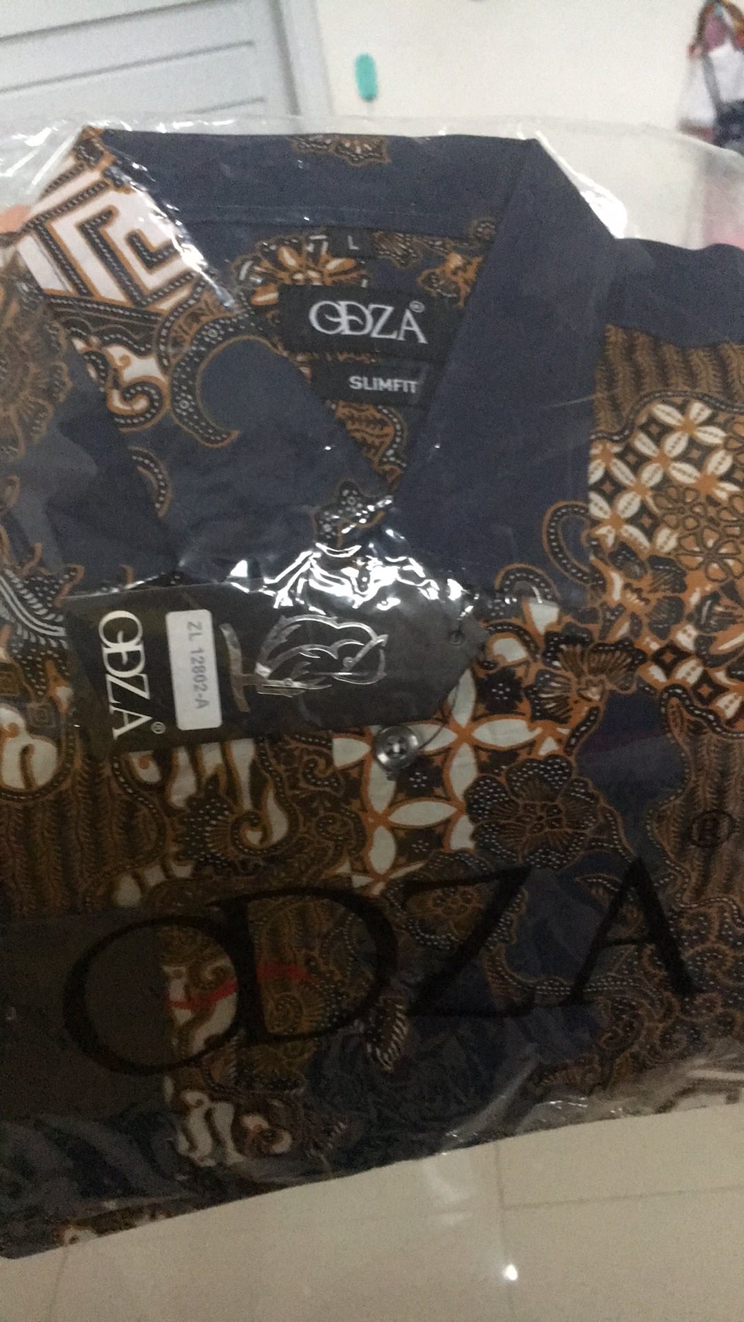 Odza Baju Kemeja Batik Slim Fit Pria Kasual Lengan Panjang