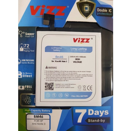 Baterai Vizz XIAOMI BM46 REDMI NOTE 3