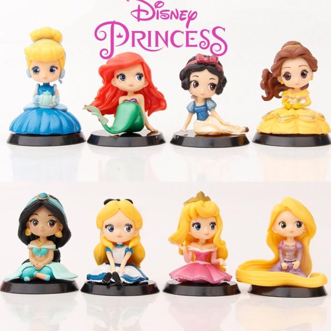 ACTION FIGURE QPOSKET PRINCESS DISNEY CHIBI Q POSKET SET 8 PCS TOPPER