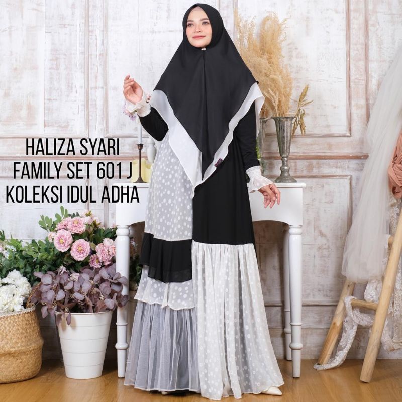 GAMIS HALIZA SYARI 601 J HITAM PUTIH