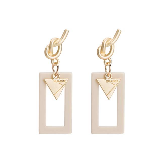LRC Anting Tusuk Fashion Square Plate Geometric Earrings Alloy Knotted F33XXX