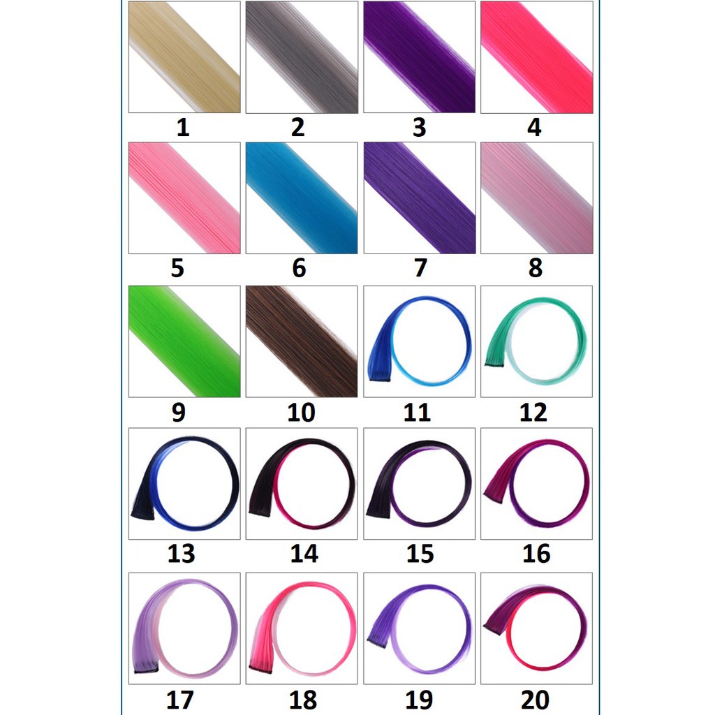 Hairclip Highlight Wig / Hair Clip On Extention Ombre Warna Warni / Hairpiece (valensiahair)