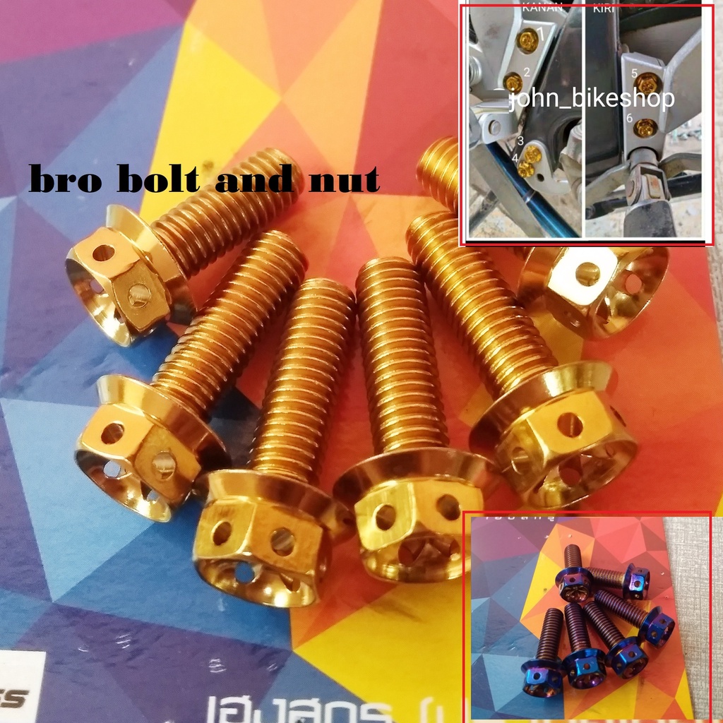 Baut Probolt Step Pijakan Kaki Vixion  old 6 pcs Heng Thailand Original