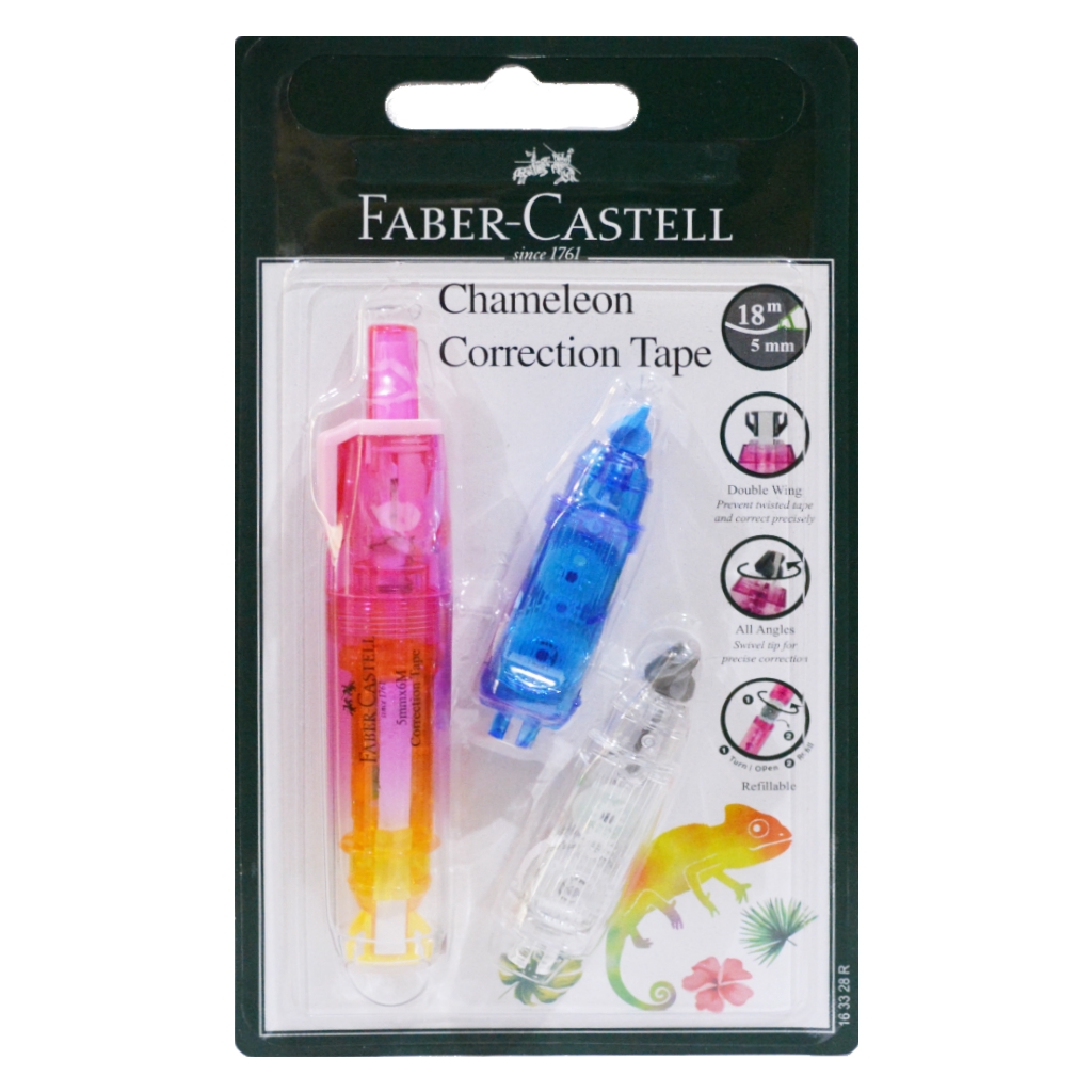 

RB Correction Tape Faber Castell Chameleon / Tipe X Kertas / Gratis 2 Buah Refill