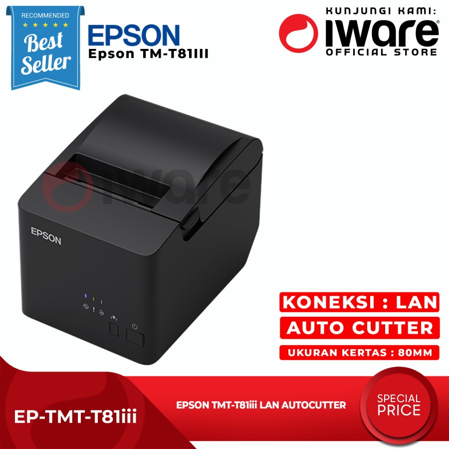 Printer Epson Kasir Thermal Epson TM-T81iii LAN RJ11 80MM Auto Cutter