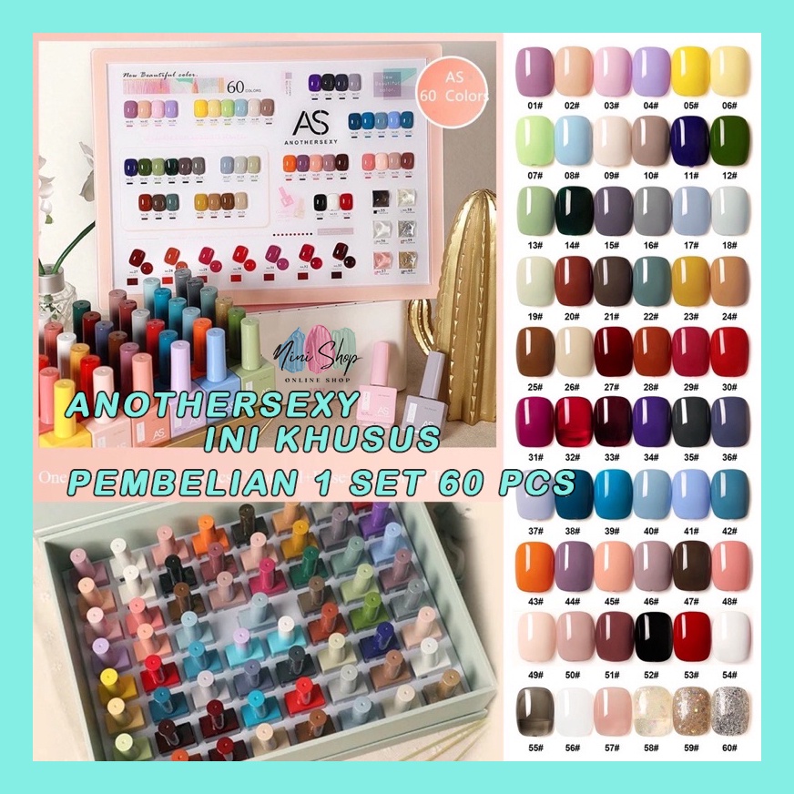 AS Another Sexy 1 Set 60 Pcs / Kutek kuku AS 1 Set isi 60 Warna / Kutek AnotherSexy UV Gel Polish 1 