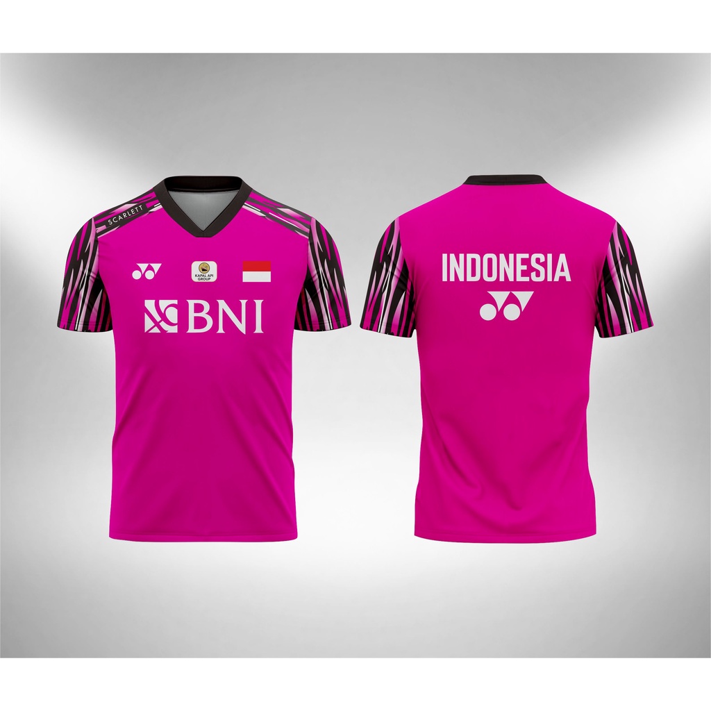 Jersey Printing Badminton Indonesia 2022 Korea Open Pink