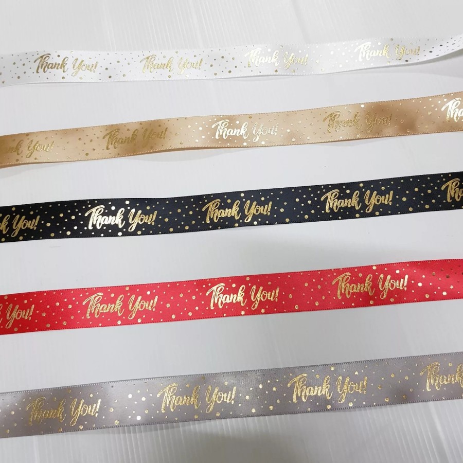 

(PT11) Pita Satin Lebar 2.5cm/Pita Kado Thank You With Dot