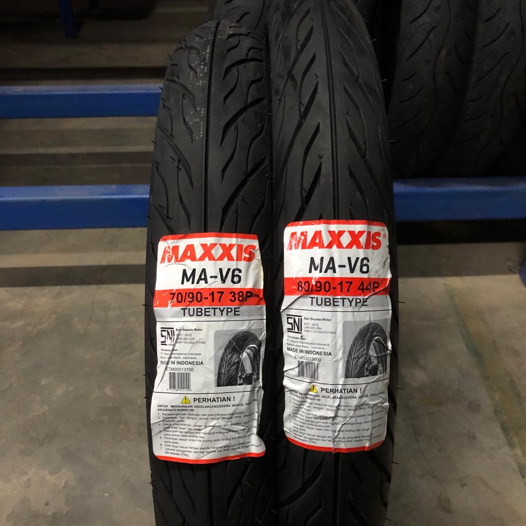 Paket Ban tubetype Maxxis MA V6 70 90 &amp; 80 90 17 ban motor bebek