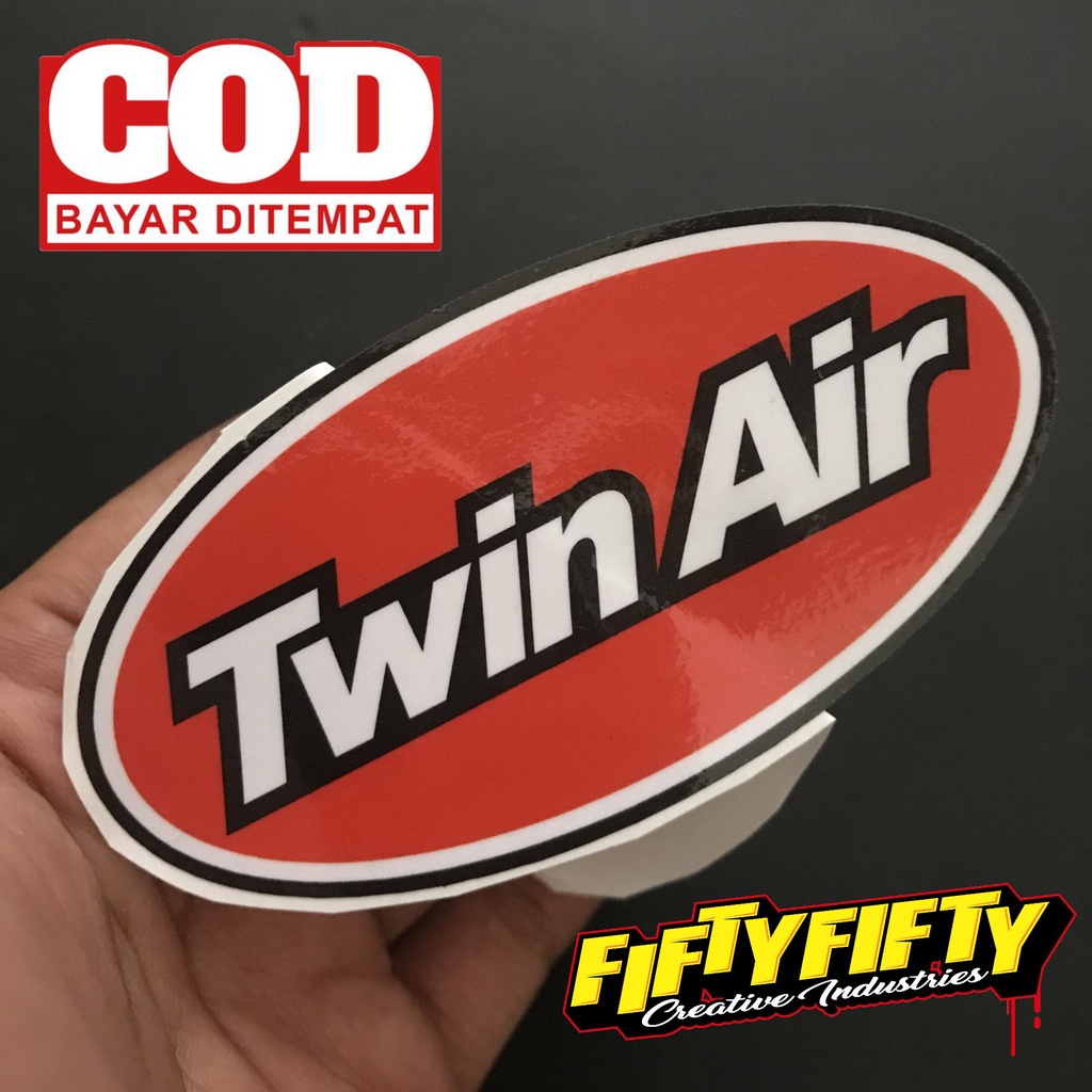 Stiker Print Cut TWIN AIR Stiker Printing Laminasi Glossy Stiker Motor Mobil Helm Sudah Membentuk Pola Desain