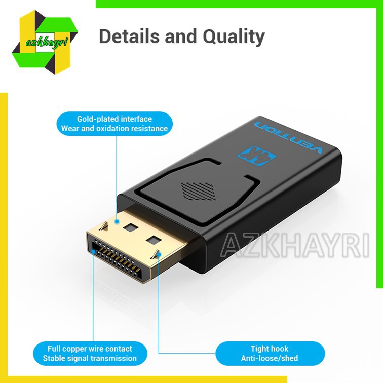 Vention Adapter Konverter Display Port DP DisplayPort Ke Hdmi 4k Male Ke Hdmi Female