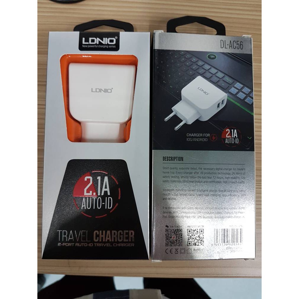 Adaptor Charger LDNIO DL-AC56 (Kepala Charger 2 Port 2.1A)