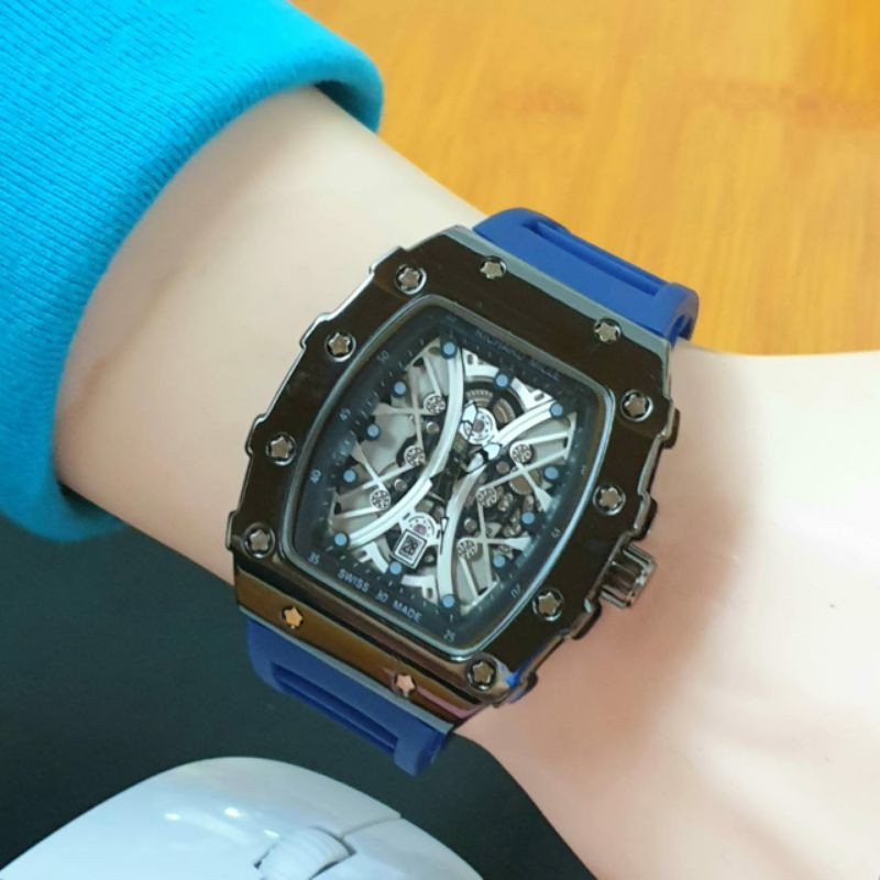Jam Tangan Pria Rm Richard Terbaru Tali Karet Warna Pilihan - Jam Tangan Pria RM Richard Mile - Biru