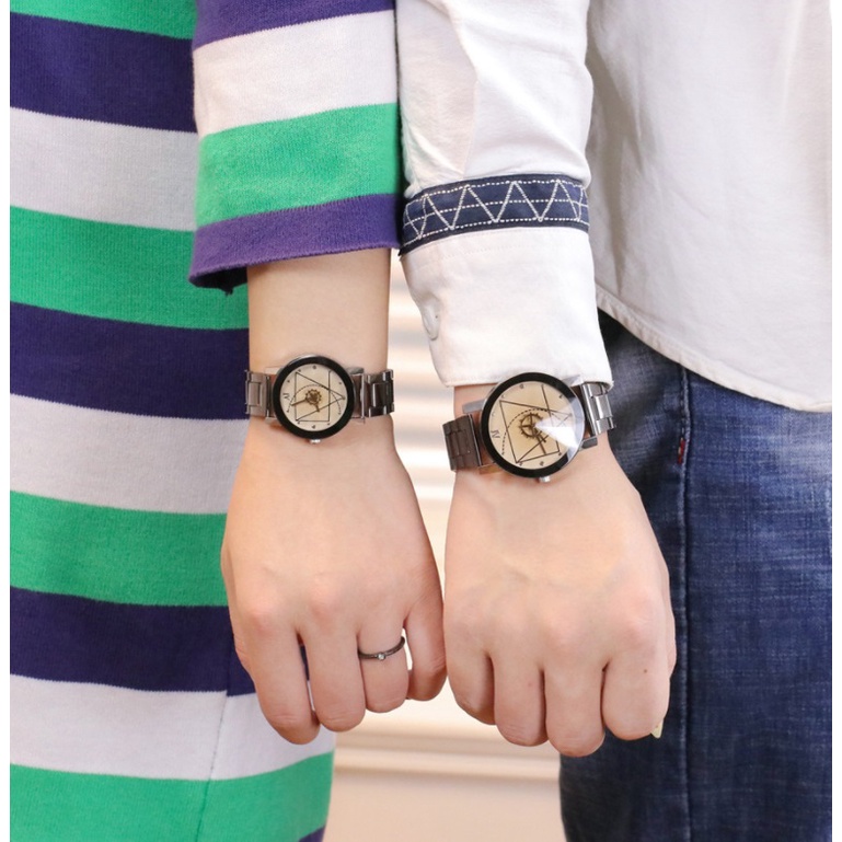 #51 Jam Tangan Couple GEAR STEEL KHAKI Korea Fashion Stainless Steel Watch