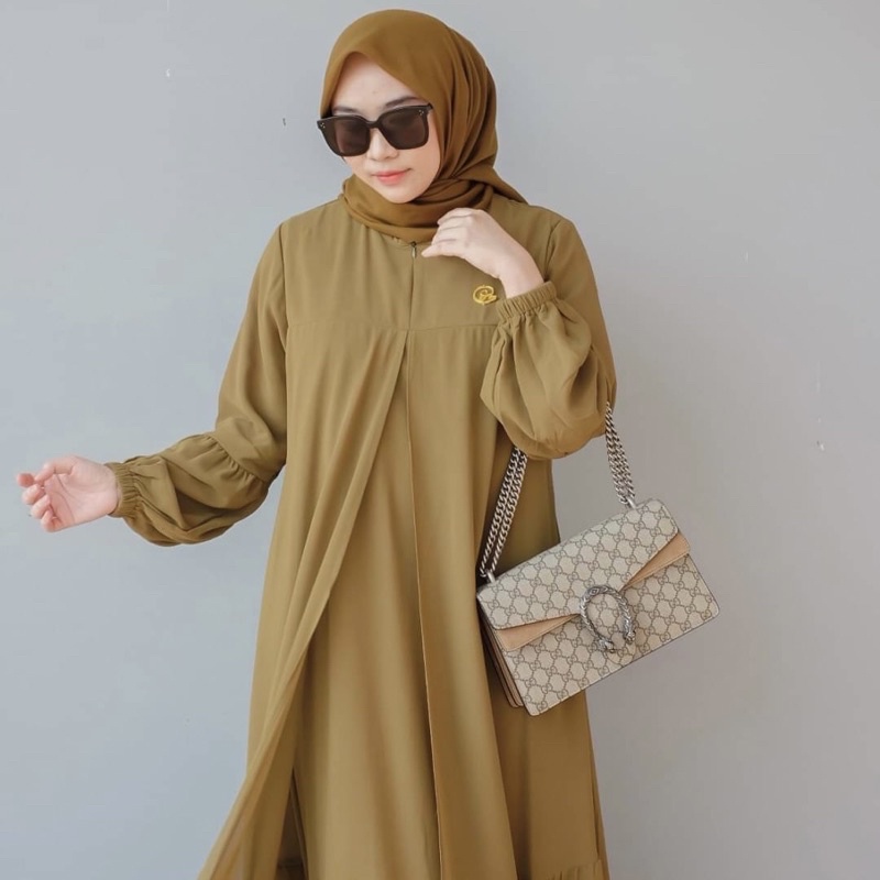 DYN - Basic Yoona Dress - Gamis Wanita Polos Busui Friendly-4