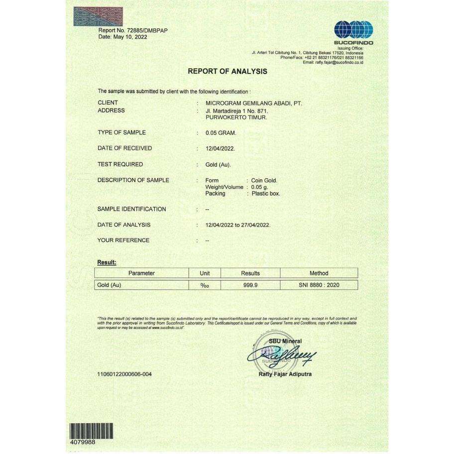 MICROGRAM Logam Mulia Emas Mini 0.002 Gram