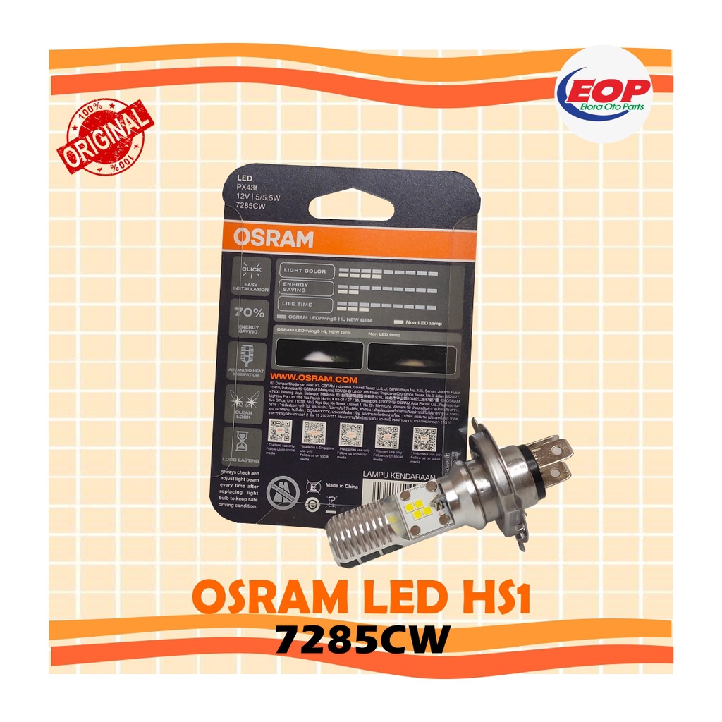 Bohlam Lampu Depan LED HS1 OSRAM Ninja R RR 150 Z250SL AC/DC 7285CW