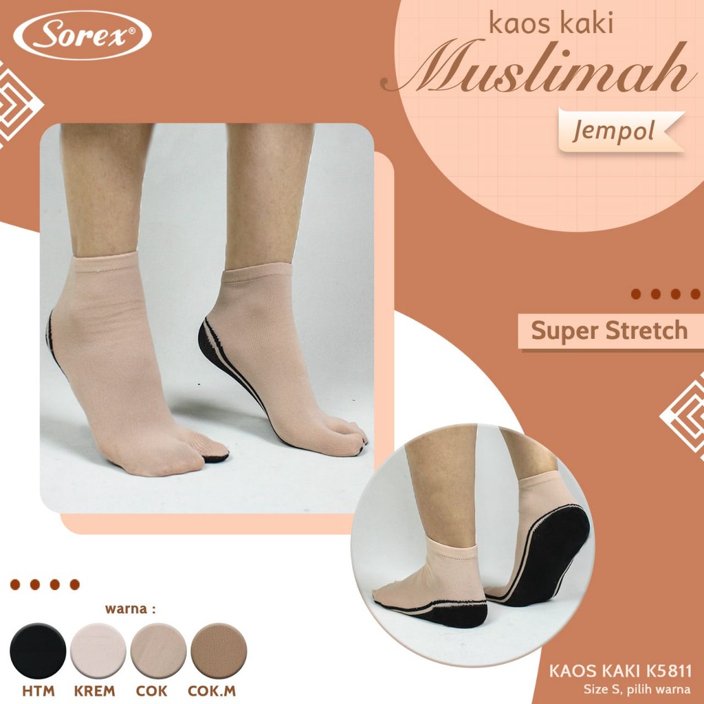 Kaos Kaki Muslimah Sorex K 5811 / K 5812 / K 5813 Dewasa Jempol |tty