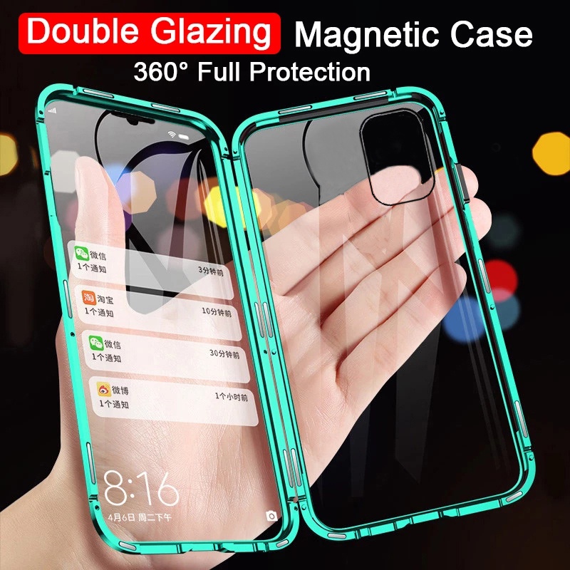 vivo y21 y21s y33s y33t y21t v23e y76 5g double sided glass flip phone case magnetic magnet metal bu