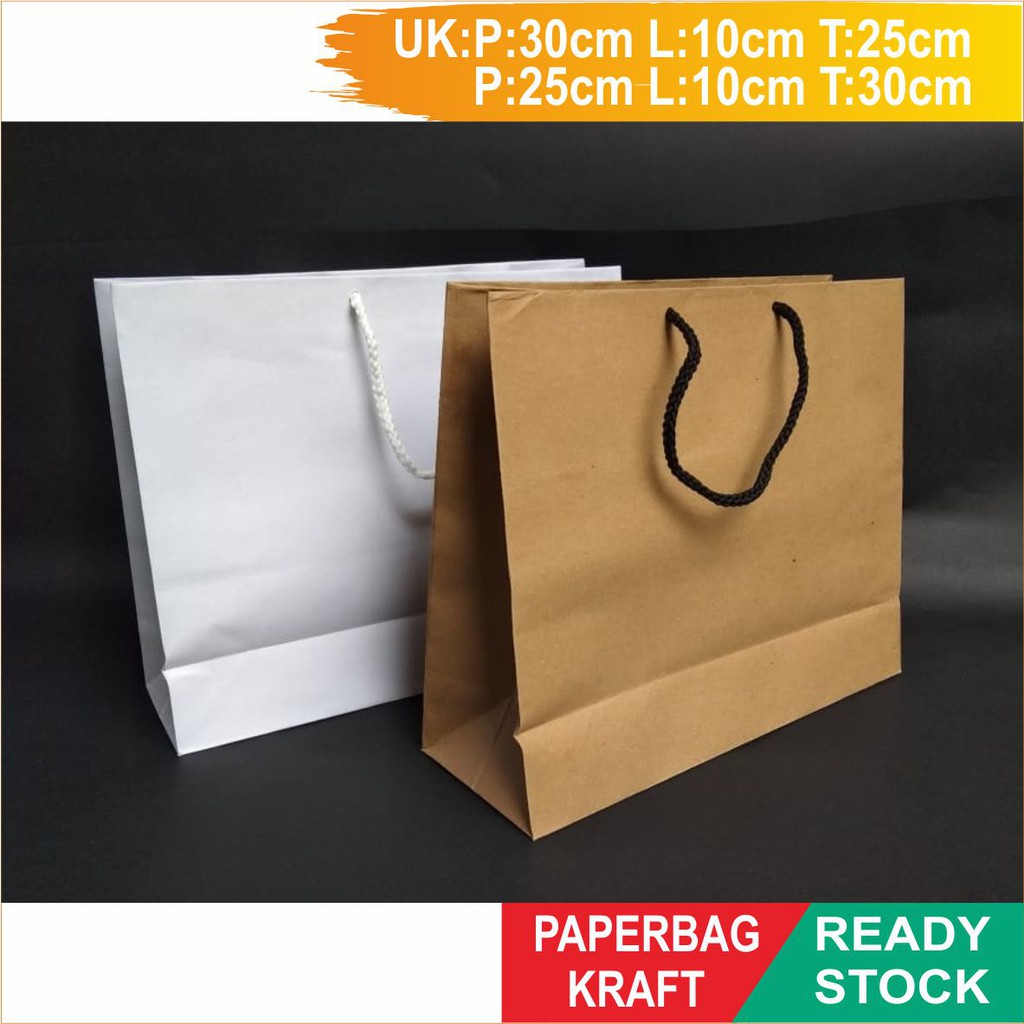 

Paperbag Kraft Putih dan Kraft Coklat Polos Ukuran Besar Ready Stock