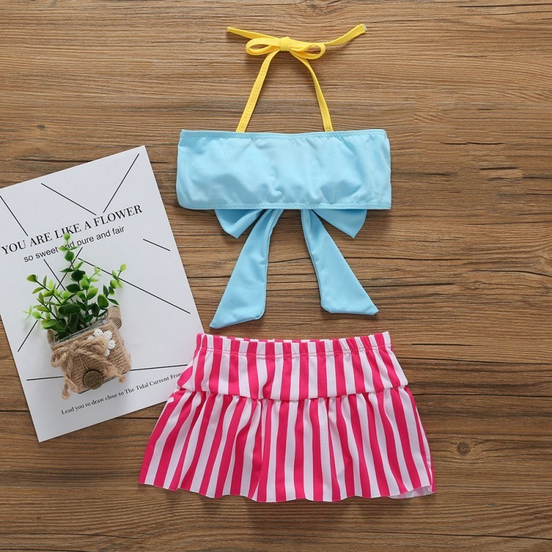  Baju  Renang  Anak  Perempuan  Model Bikini Aksen Pita Rok 