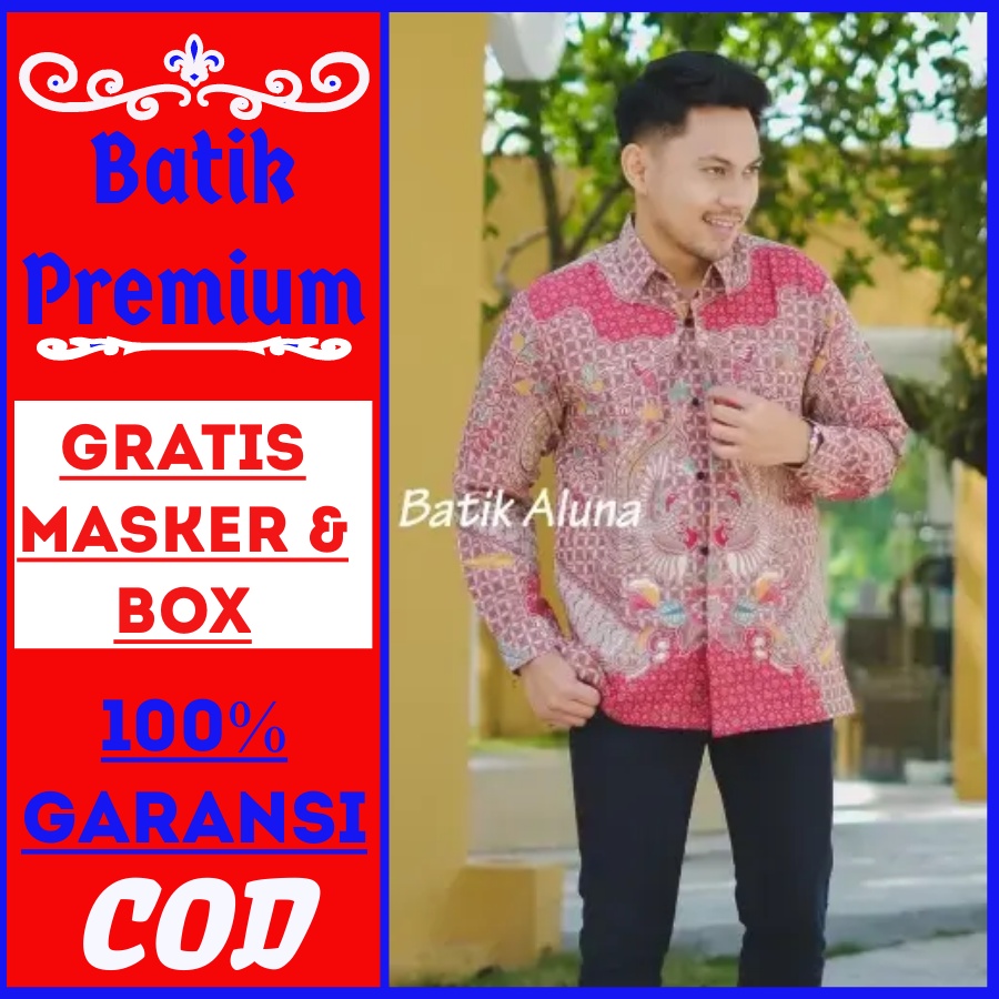 Batik premium aluna kemeja kondangan pesta lamaran kerja kantoran pns guru pria lengan panjang moder