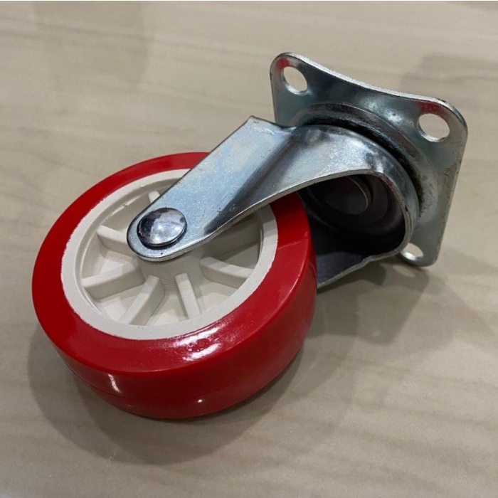 Roda Castor Nylon 3 &quot; Inch Caster Wheel Swivel Rak Lemari Warna Merah