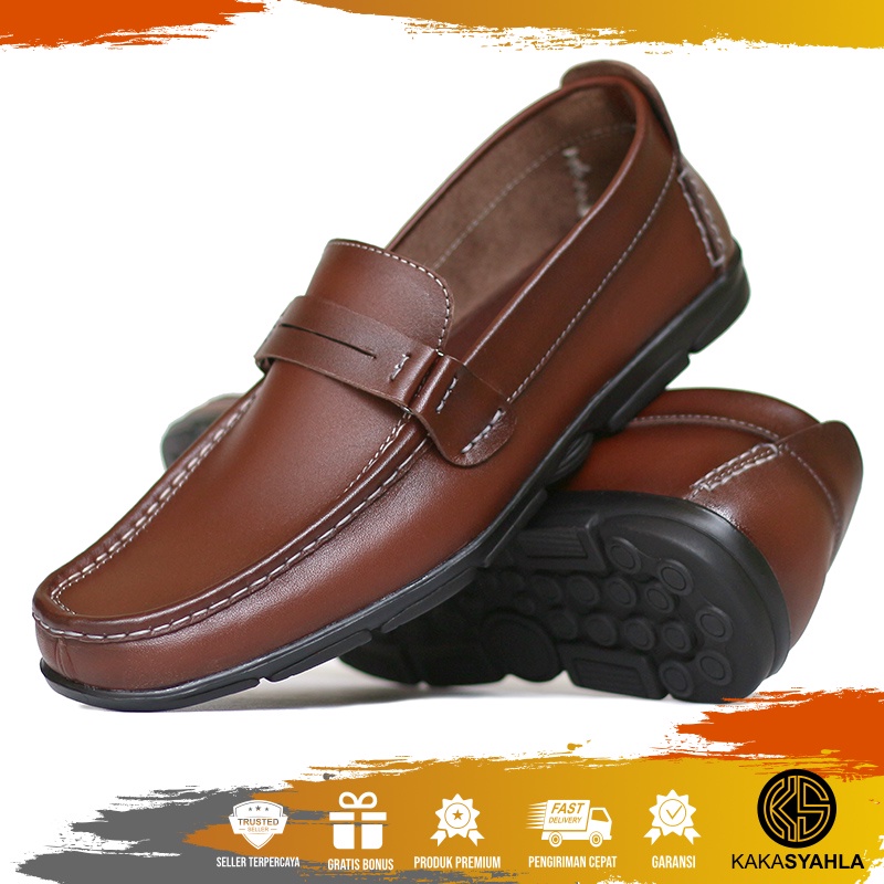 KS X ESPER - Sepatu Pantofel Formal Kantor Bahan Kulit Sapi Asli Premium Slip On Unisex Pria Wanita 