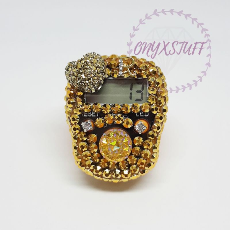 LED 1 HURUF tasbih digital hias swarovsky led request nama inisial alarm haji umroh pengajian