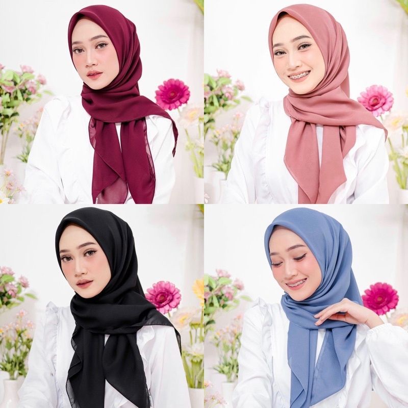 BELLA SQUARE SEGIEMPAT POLLYCOTTON HIJAB MURAH NYAMAN DIPAKAI