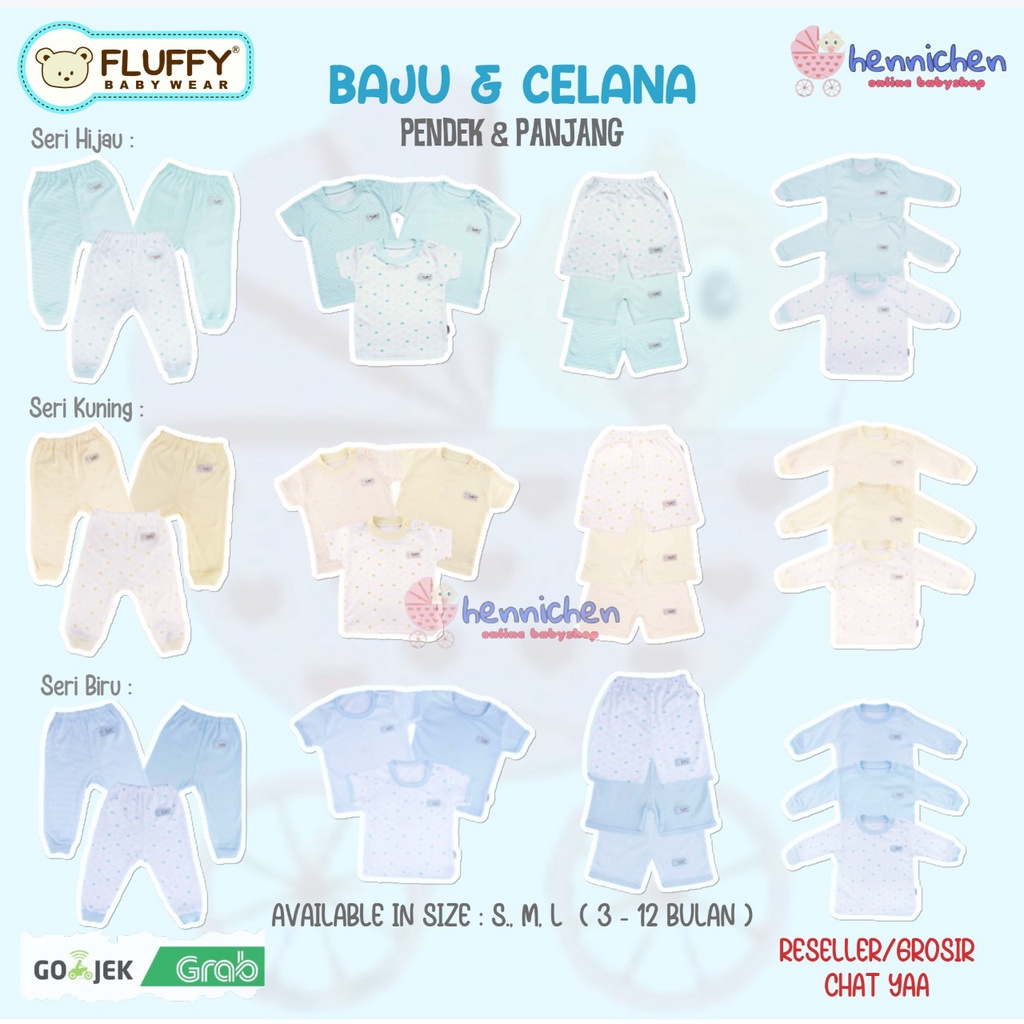 FLUFFY BAJU PENDEK BAJU PANJANG CELANA PENDEK CELANA PANJANG RIB 3 Pcs part 2