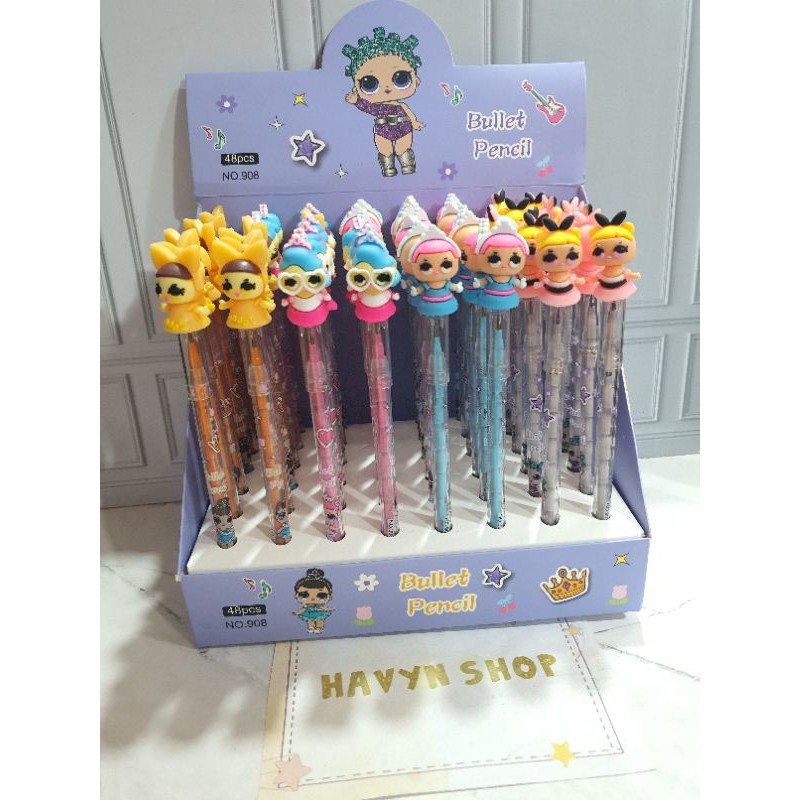 (4pcs) pensil lantu/lantu bensia/pensil cabut lucu/pensil bongkar pasang-LOL kacamata