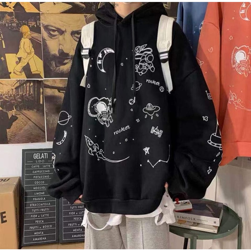 ROCKET Hoodie Sweater Oversize Cowo Dewasa Remaja Jacket Ful Print Keren Casual Fashion