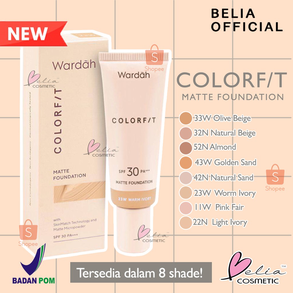 Jual BELIA WARDAH Colorfit Matte Foundation SPF 30 PA+++ 25mL