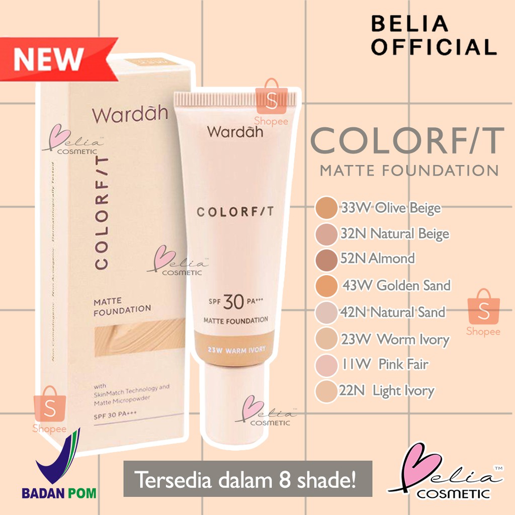 Jual BELIA WARDAH Colorfit Matte Foundation SPF 30 PA+++ 25mL