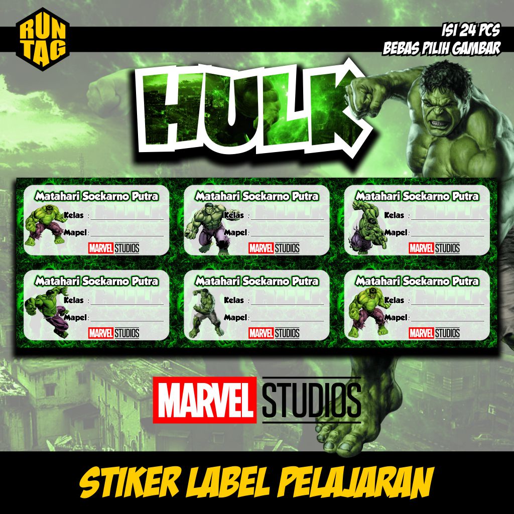

stiker label mata pelajaran buku sekolah custom hulkk