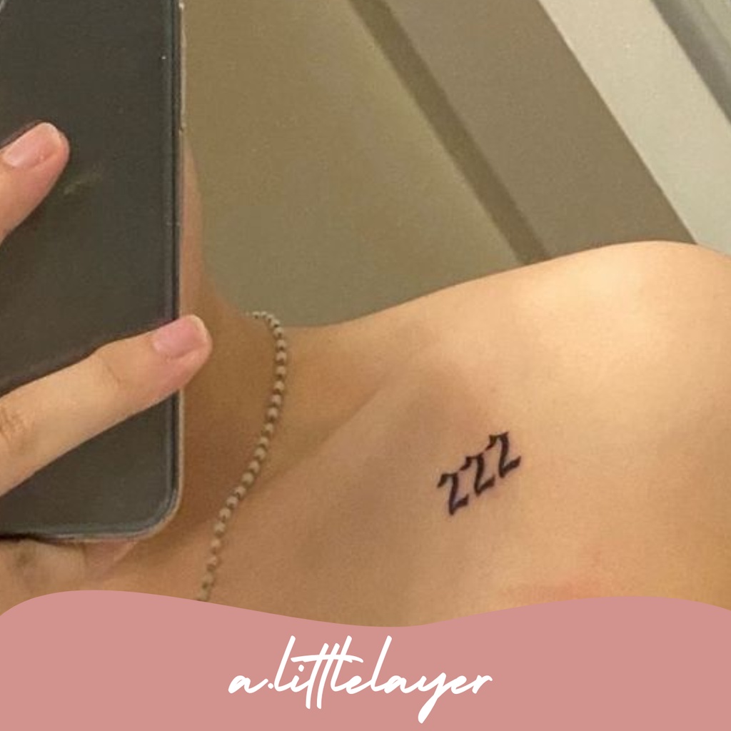 Angel Number Tattoo Tato Angka Number Tattoo Wings Tattoo Korean Tattoo Temporary Korean tattoo Stic