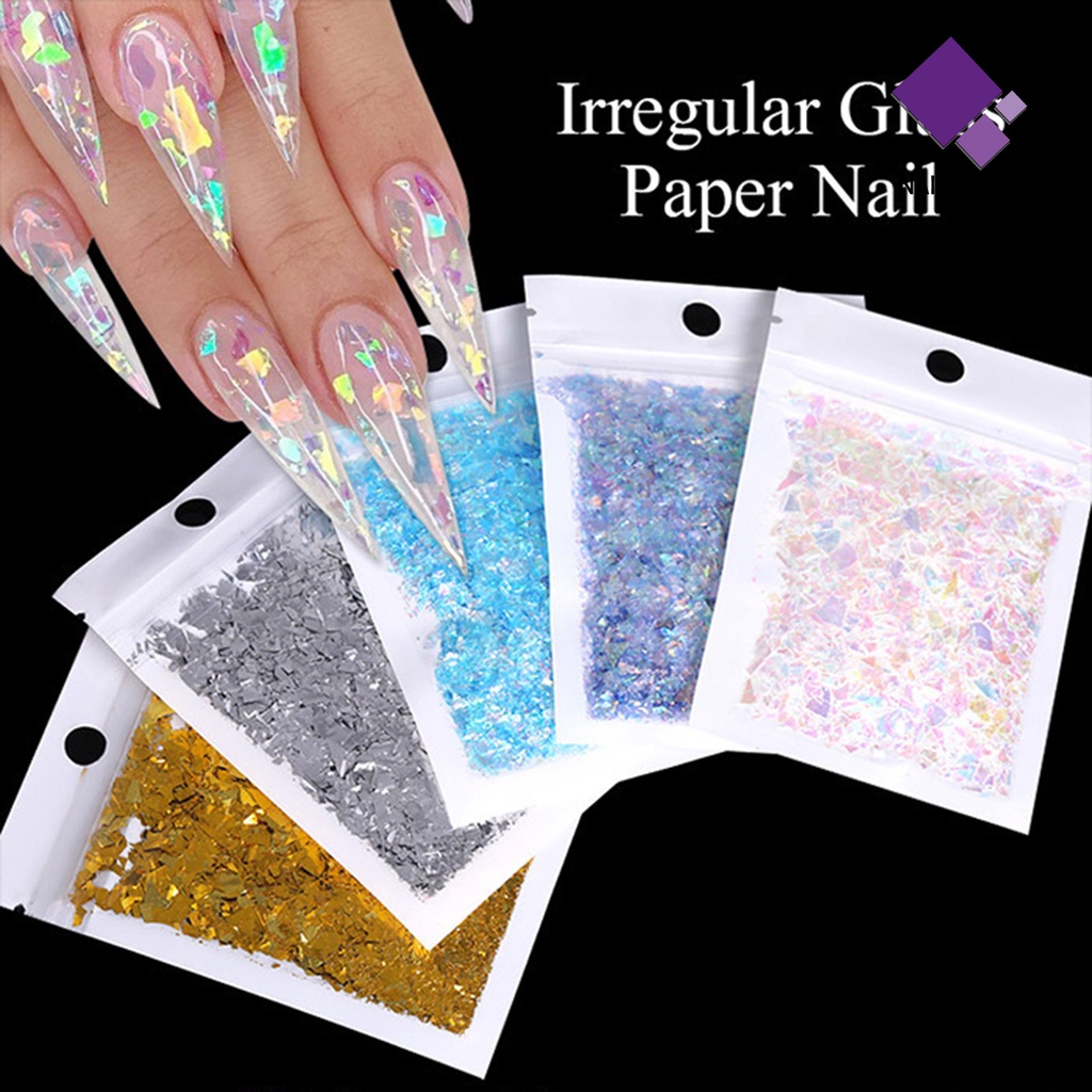 Naiveblue Serpihan Glitter Bentuk Asimetris Untuk Dekorasi Nail Art