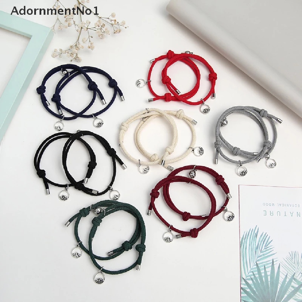 (AdornmentNo1) 2pcs / Set Gelang Tangan Magnet Motif Geometri Aksen Hollow Untuk Pasangan / Pria / Wanita