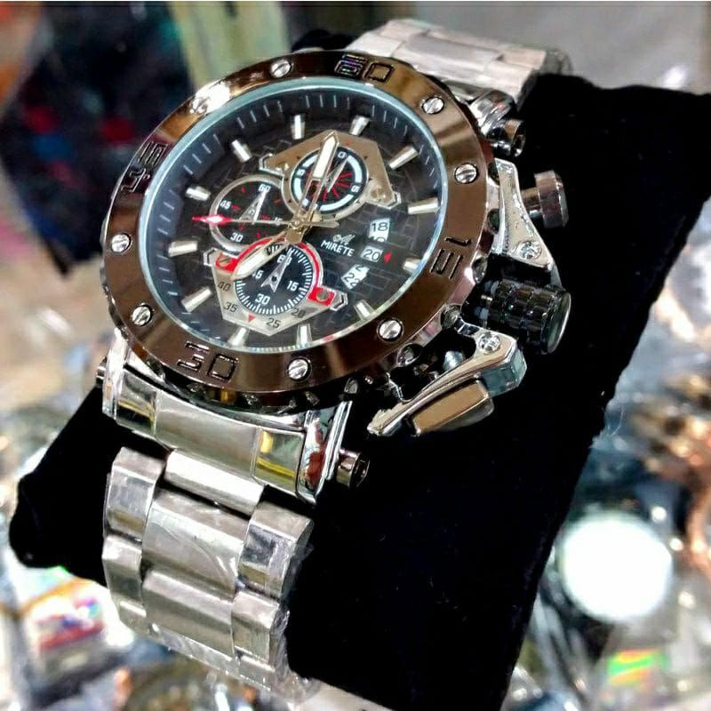 Jam Tangan Anti Air Keren Habis [mirete original] jam tangan pria water resistant //tanggal hari aktif//terbaru//terlaris//jam tangan pria model Quartz sporty //jam tangan cowok murah//strap stainliss anti karat