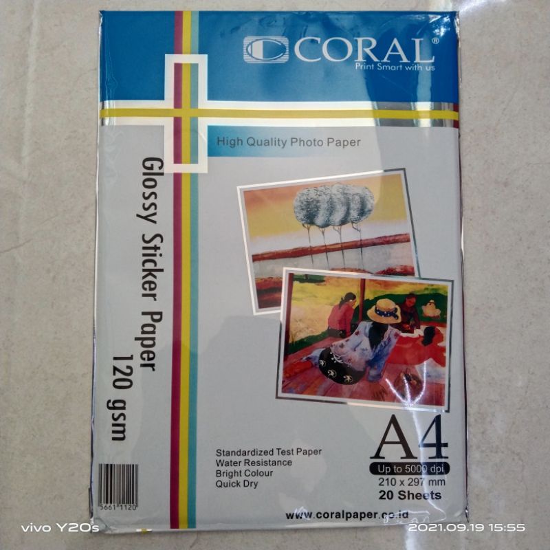 

CORAL STICKER GLOSSY A4 120GSM 20SHEET