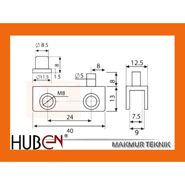 Engsel Kaca Jepit Huben T-86