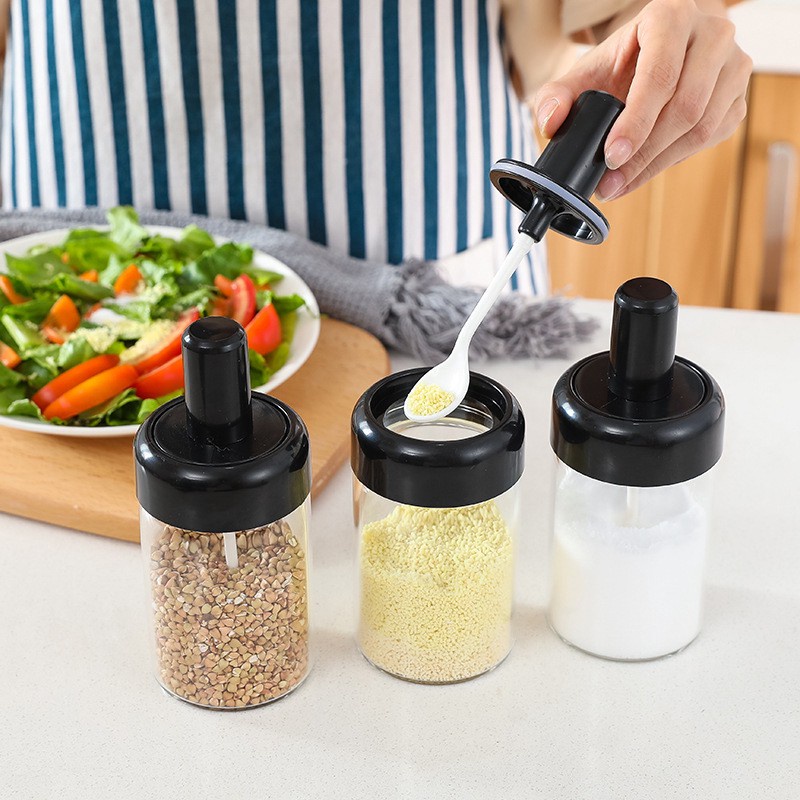 TEMPAT BUMBU BOTOL BUMBU SET SENDOK TEMPEL DI TUTUP TOPLES BUMBU DAPUR