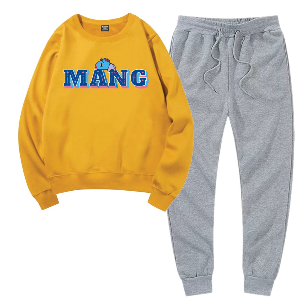 BESS - Baju Setelan Wanita Murah / Setelan Sweater + Jogger Abu - M4NG FONT