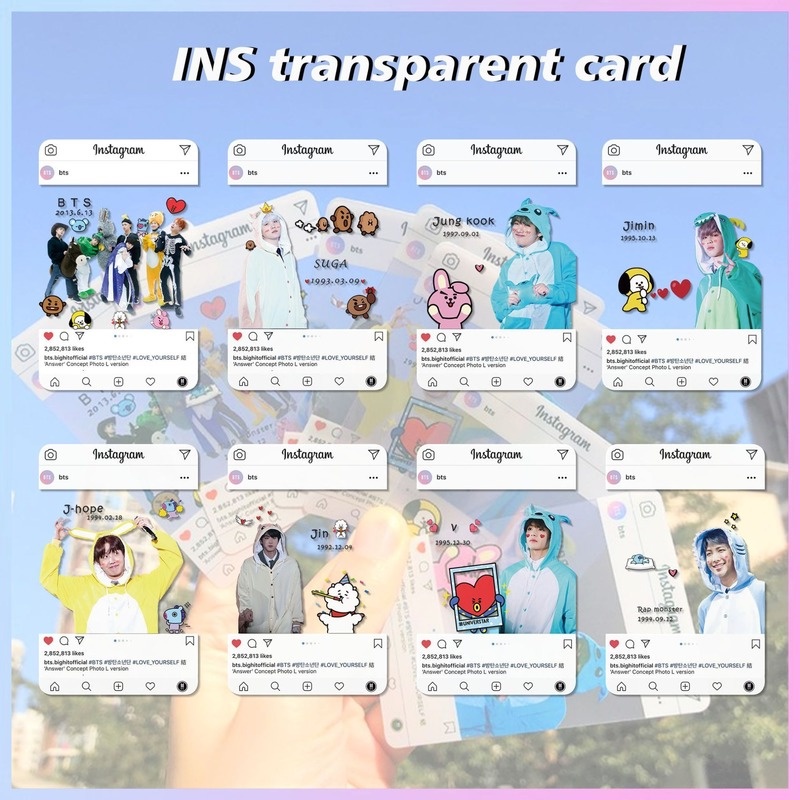 8pcs / set Kartu Foto Album BTS Bahan PVC Transparan