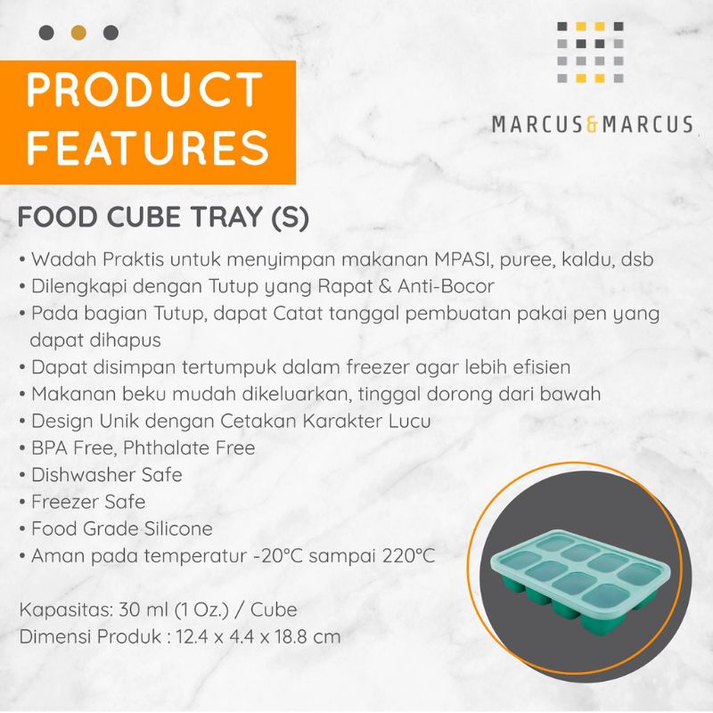 Marcus and Marcus Food Cube Tray Small 30ml 60ml, Wadah Container MPASI Marcus &amp; Marcus